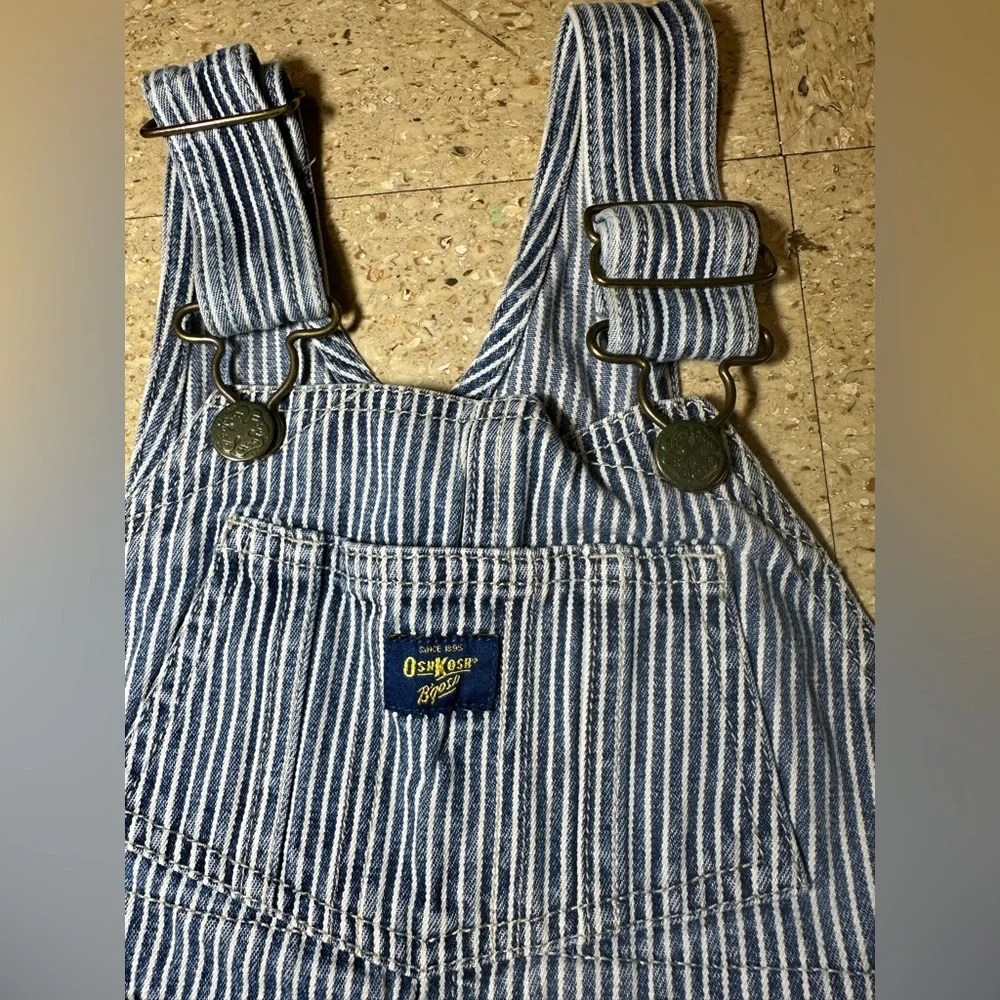 OshKosh B'gosh Blue and White Striped Kids Overalls